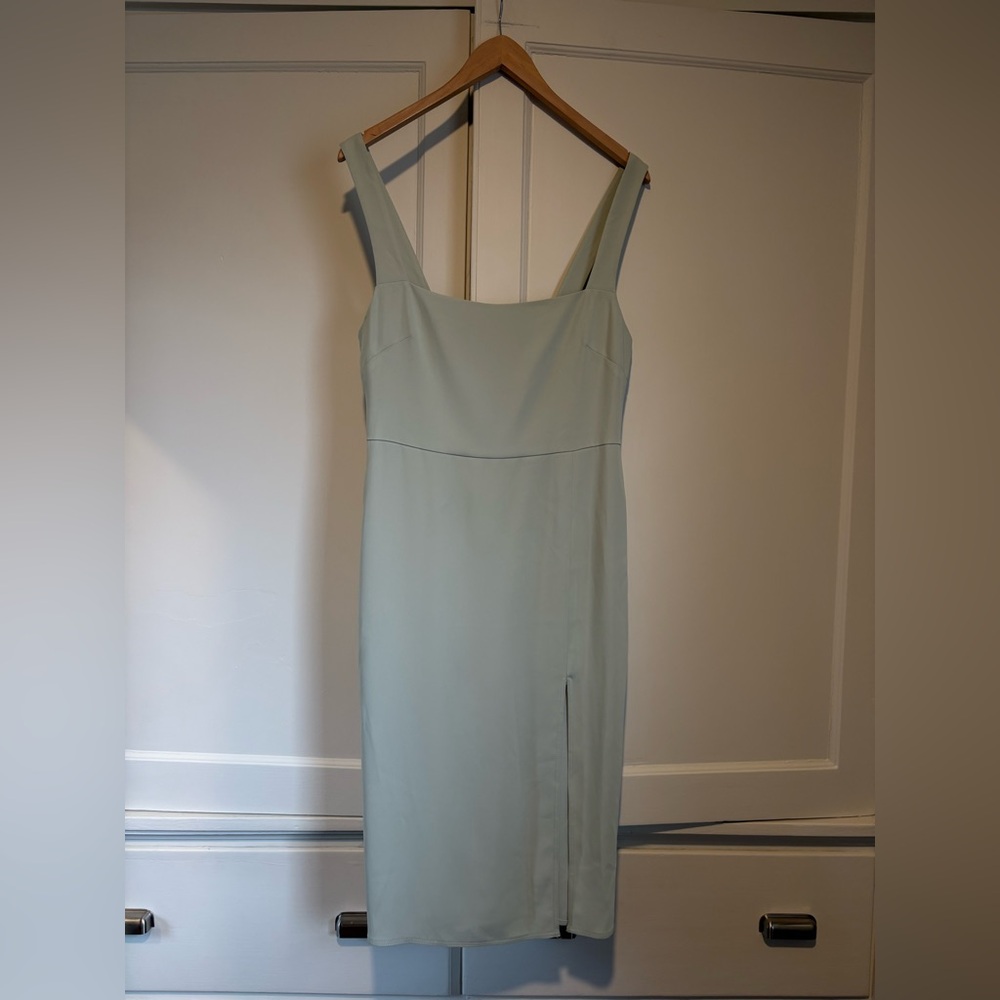 Aritzia Babaton Light Green 90’s Slit Midi Dress - Picture 2 of 5